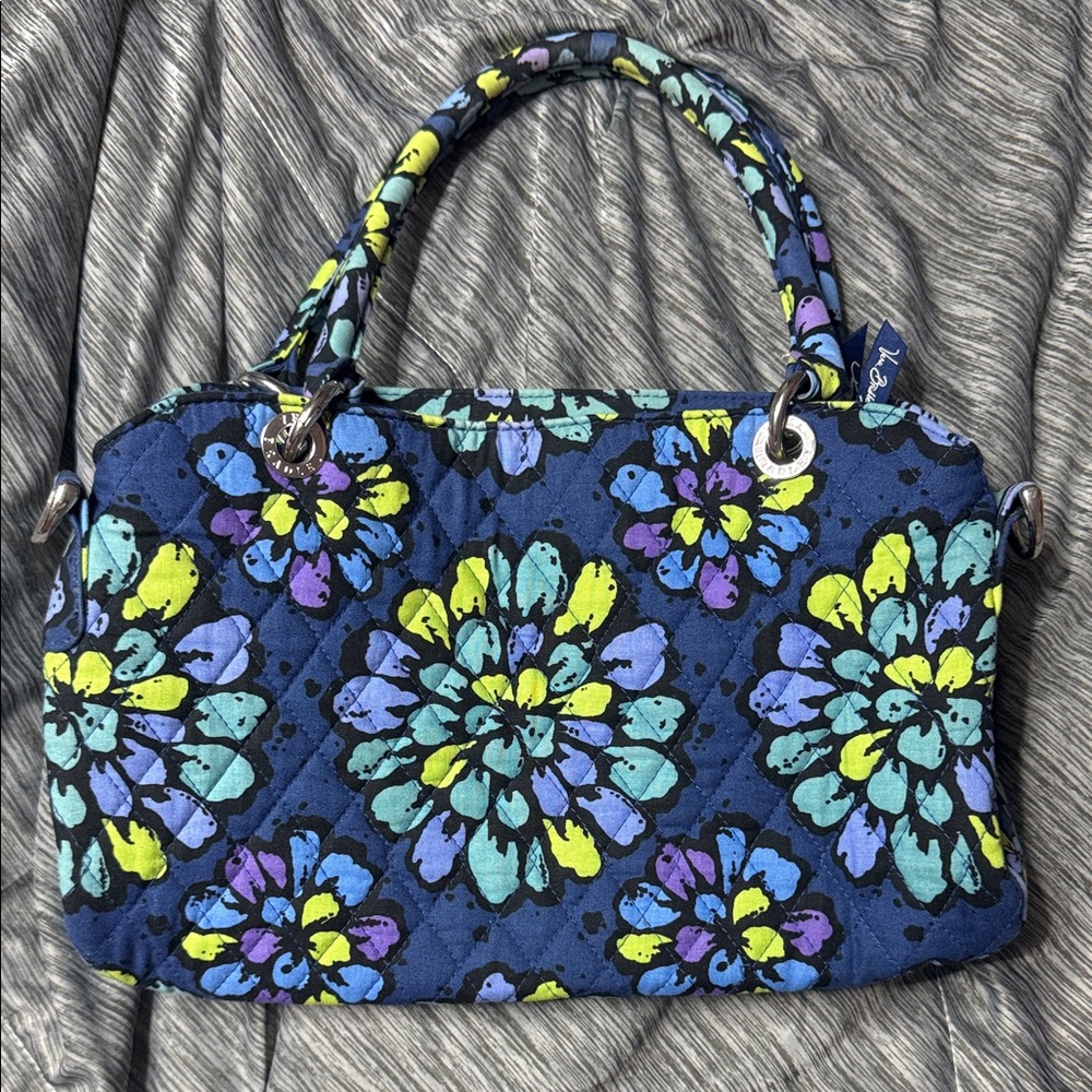 Vera Bradley Navy Quilted Floral Handle Bag